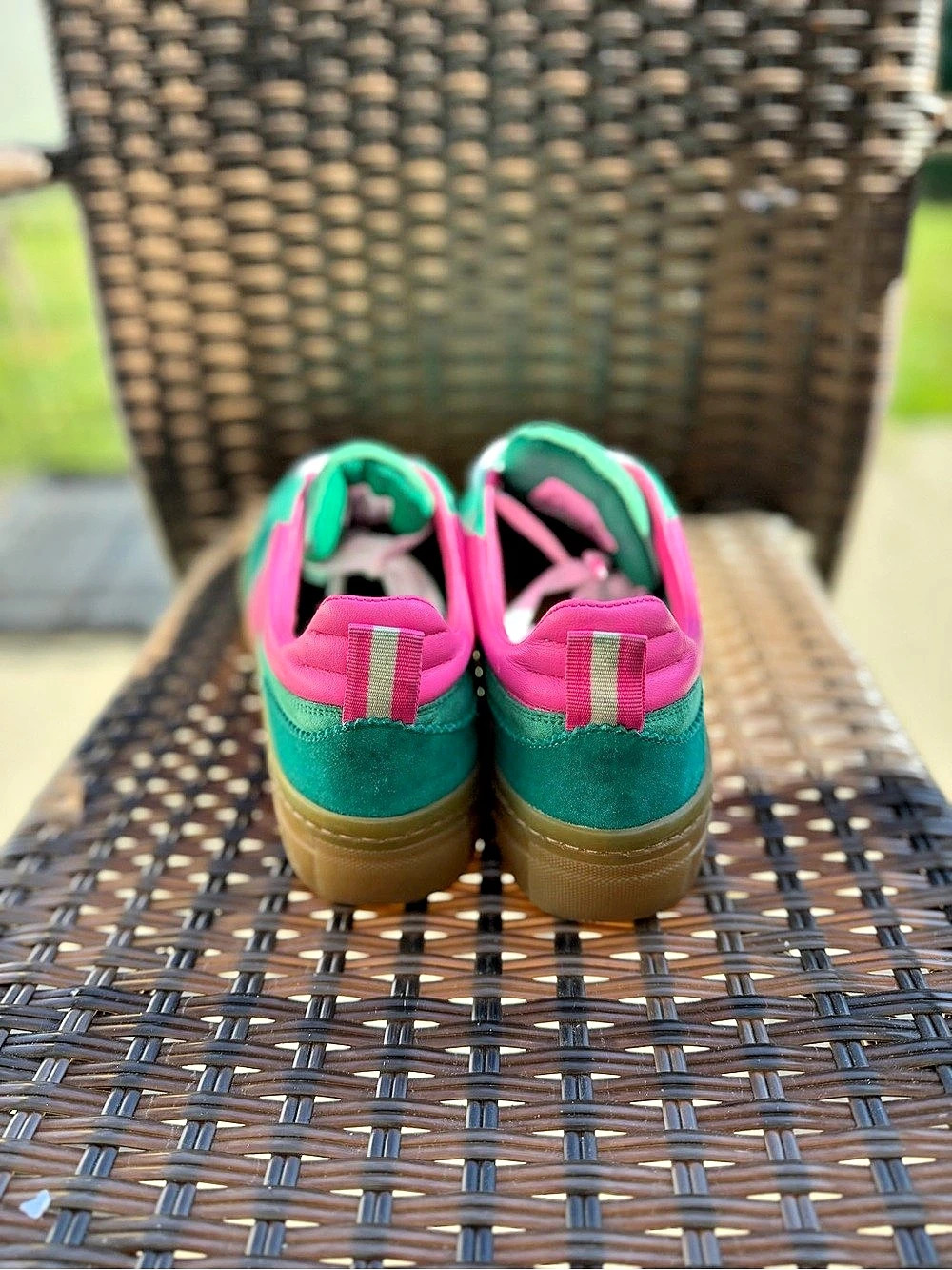 Boden Erin Flatform Retro Tennis Trainers Green Pink Sneakers EU 41 - Picture 5 of 10